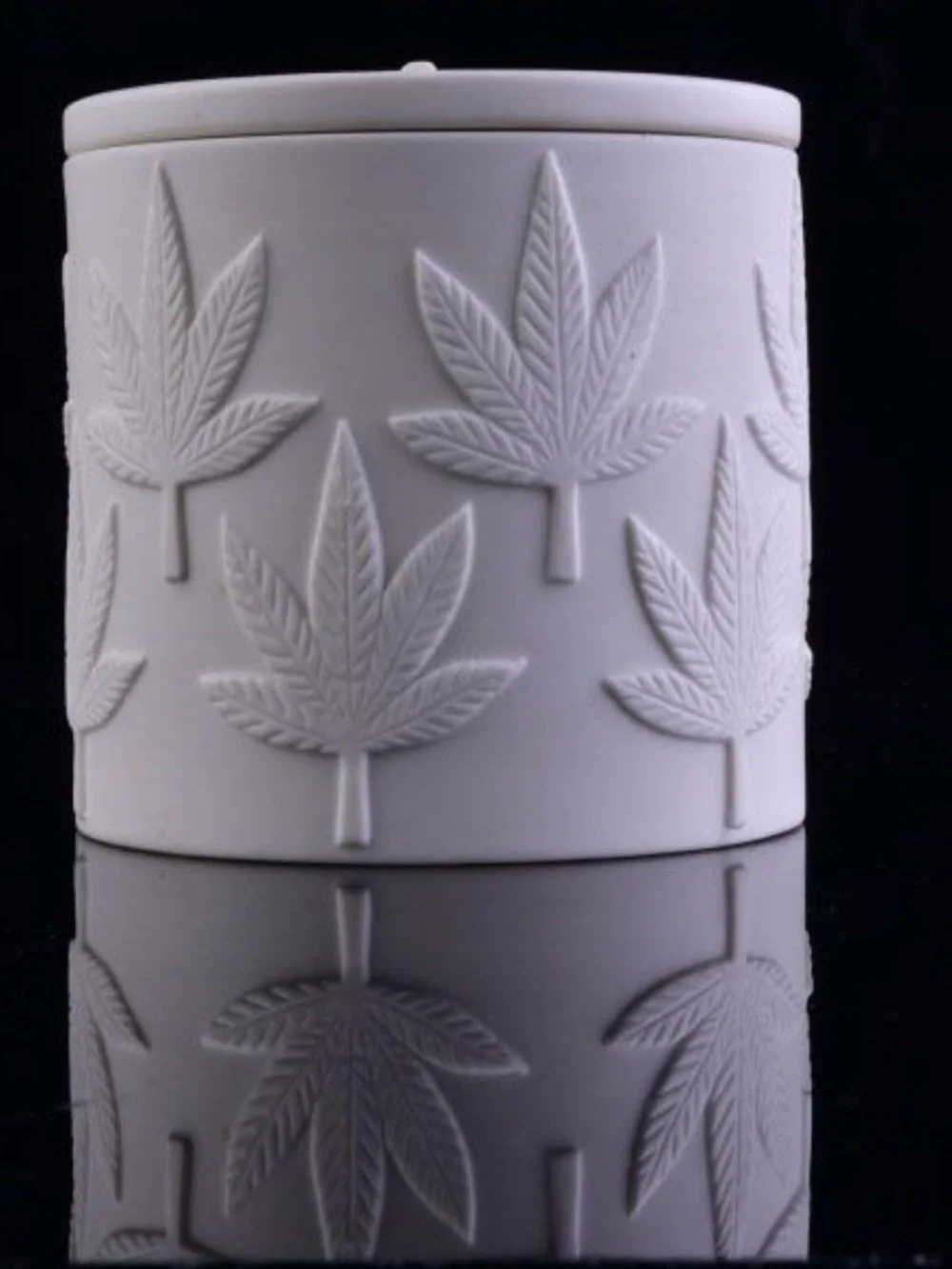 Jonathan Adler hashish candle White Embossed Leaf reuse stash jar after candle